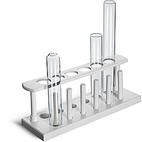 Reagenzglashalter 6-Loch Ø26,5 mm aus Kunststoff mit Abtropfstangen, weiß