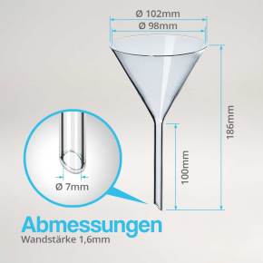 Trichter aus Borosilikatglas - Abmessungen 100mm Trichter