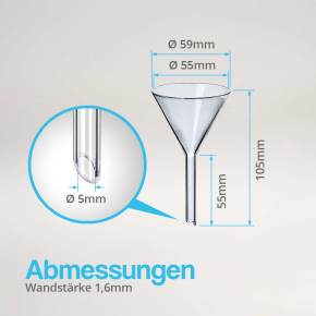 Trichter aus Borosilikatglas - Abmessungen 55mm Trichter