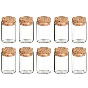 10 Korkenglas mit Korken im Shabby Look / Korken natur