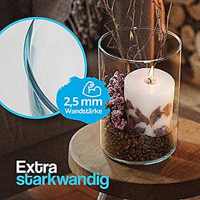 Windlichtglas mit Boden - extra starkwandig