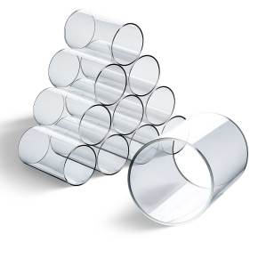 10er Set zylindrische Gläser ohne Boden, Größe 120 x Ø 70 mm, vielseitig einsetzbar als Glasröhren für Kerzen oder Dekoration.