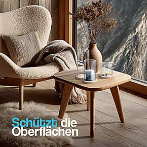 Modernes Windlicht aus Glas ohne Boden mit Holzuntersetzer – Kerzenglas schützt Oberflächen, ideale Deko für Wohnzimmer und Beistelltisch