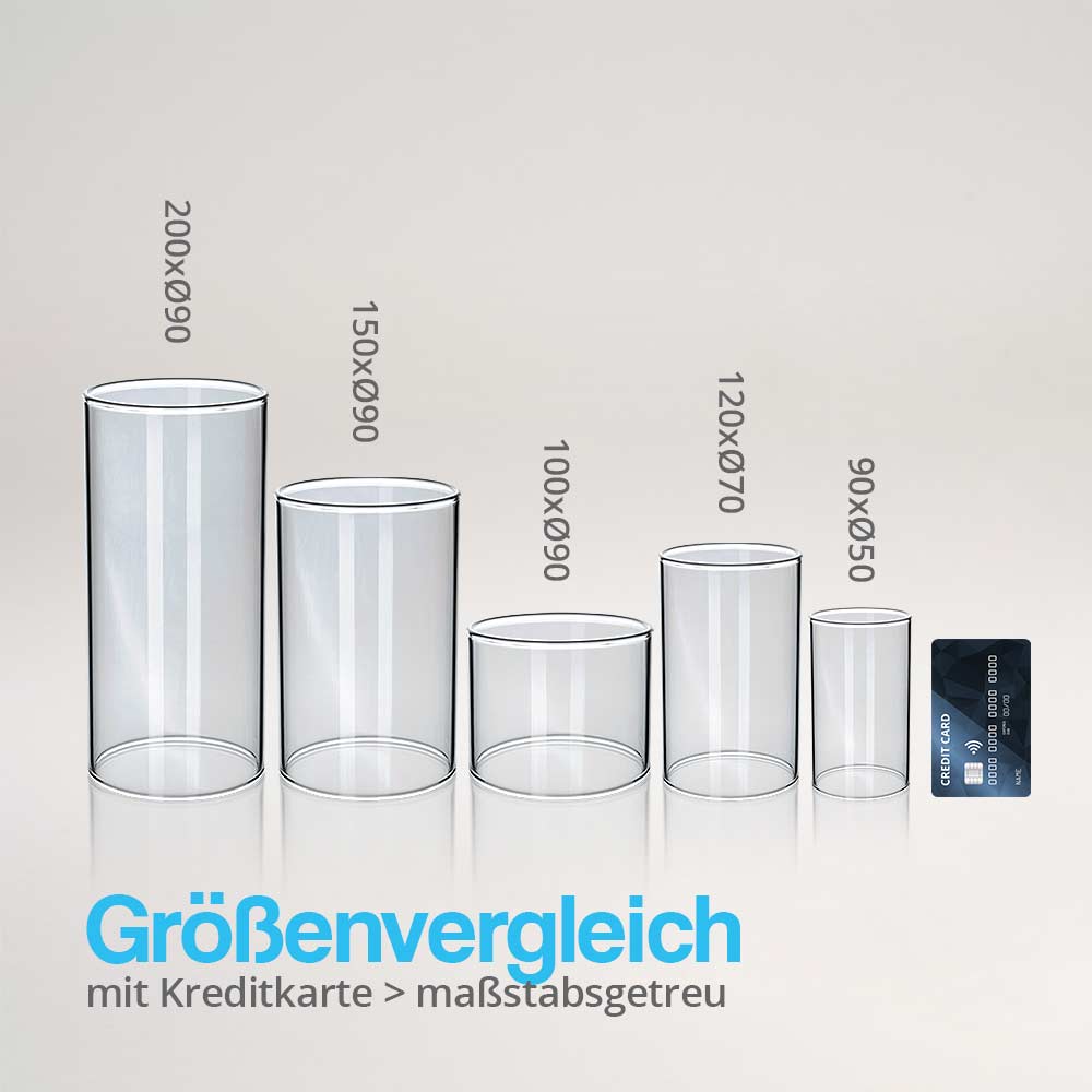 2Stk. Windlichtglas ohne Boden 150 x Ø 90mm