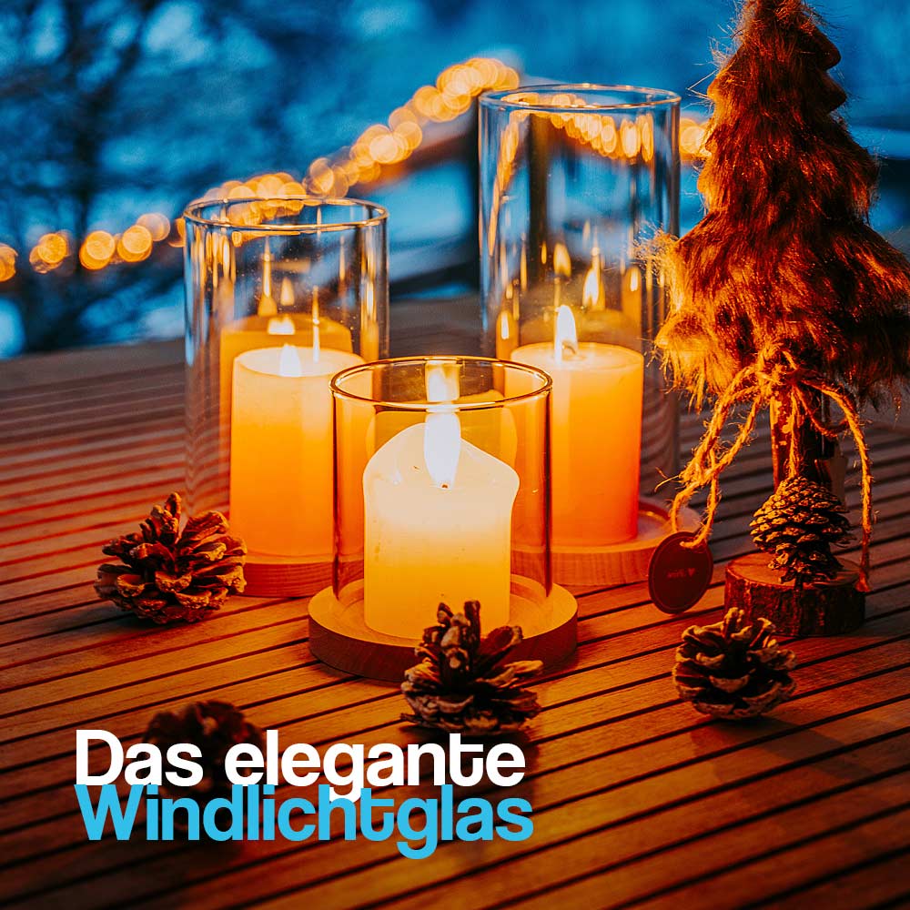 ▷ Windlicht Set 3er Holz Glas Kork mit oder Unsersetzer