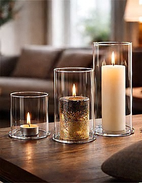 Windlichtglas mit Untersetzer